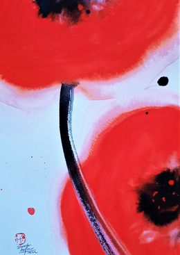 Painting, Nature Fleur du ciel Coquelicot, Sounya Whang