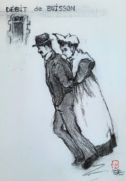 Dessin, Portrait Couple dansant, Sounya Whang