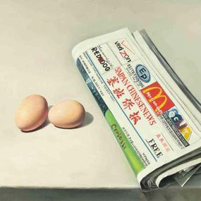 Gemälde, Eggs and Newspaper, Zhang Wei Guang