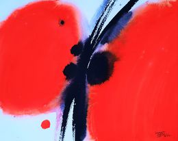 Painting, Nature Méditation Papillon rouge, Sounya Whang