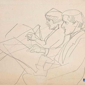 Fine Art Drawings, Two Figures, Henri Epstein