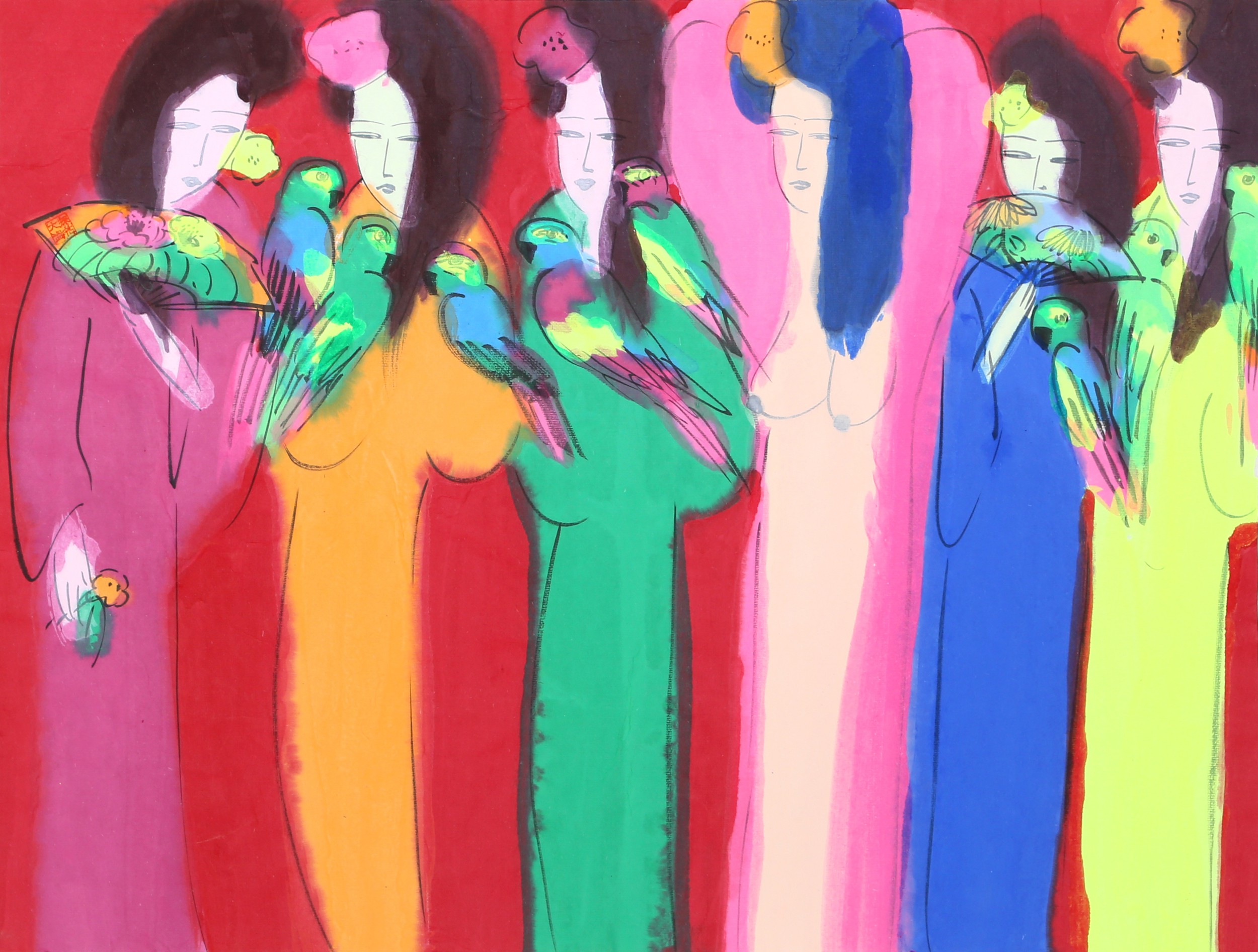 Walasse Ting, Six Geishas Walasse Ting, Six Geishas