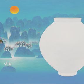 Painting, Landscape with a moon jar, Mun-Hyun Cho
