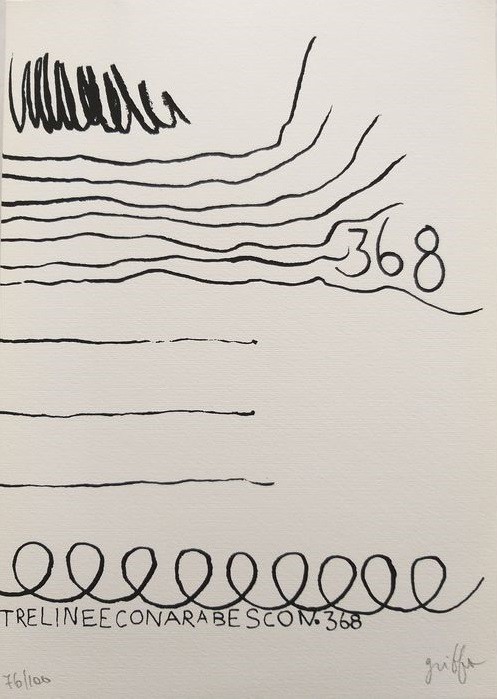 Giorgio Griffa, Tre linee con arabesco n. 368 Giorgio Griffa, Tre linee con arabesco n. 368