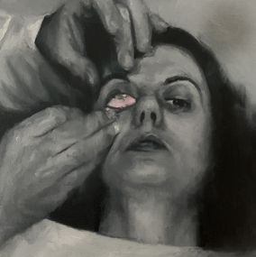 Painting, The pink eye, María Carbonell