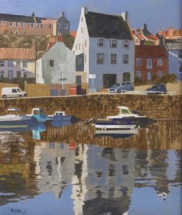 Painting, Sunlit Harbour, Crail, Mike Hall