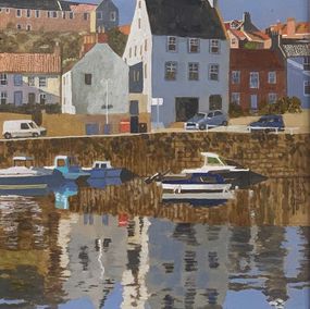 Painting, Sunlit Harbour, Crail, Mike Hall