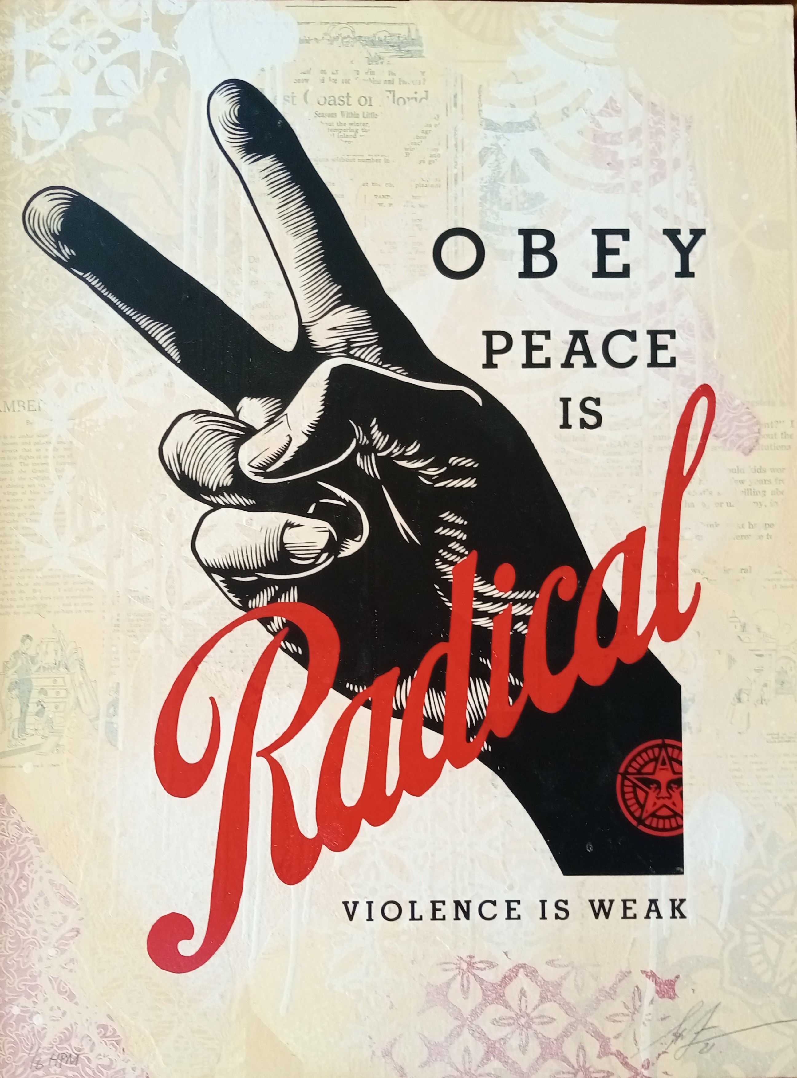 Shepard Fairey (Obey), Radical Peace (Cream) HPM Shepard Fairey (Obey), Radical Peace (Cream) HPM