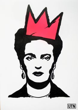 Painting, Frida Kahlo wears pink Basquiat crown, UTN