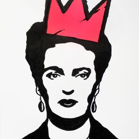 Painting, Frida Kahlo wears pink Basquiat crown, UTN