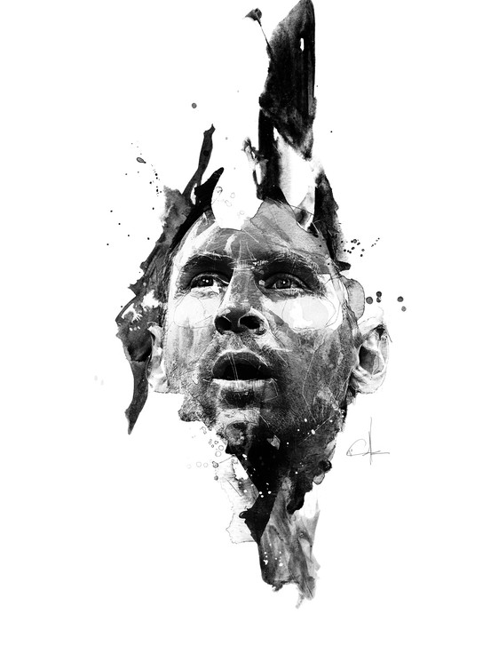 Bearded man stencil portrait artwork, FC Barcelona Messi–Ronaldo rivalry  Drawing , fc barcelona transparent background PNG clipart | HiClipart