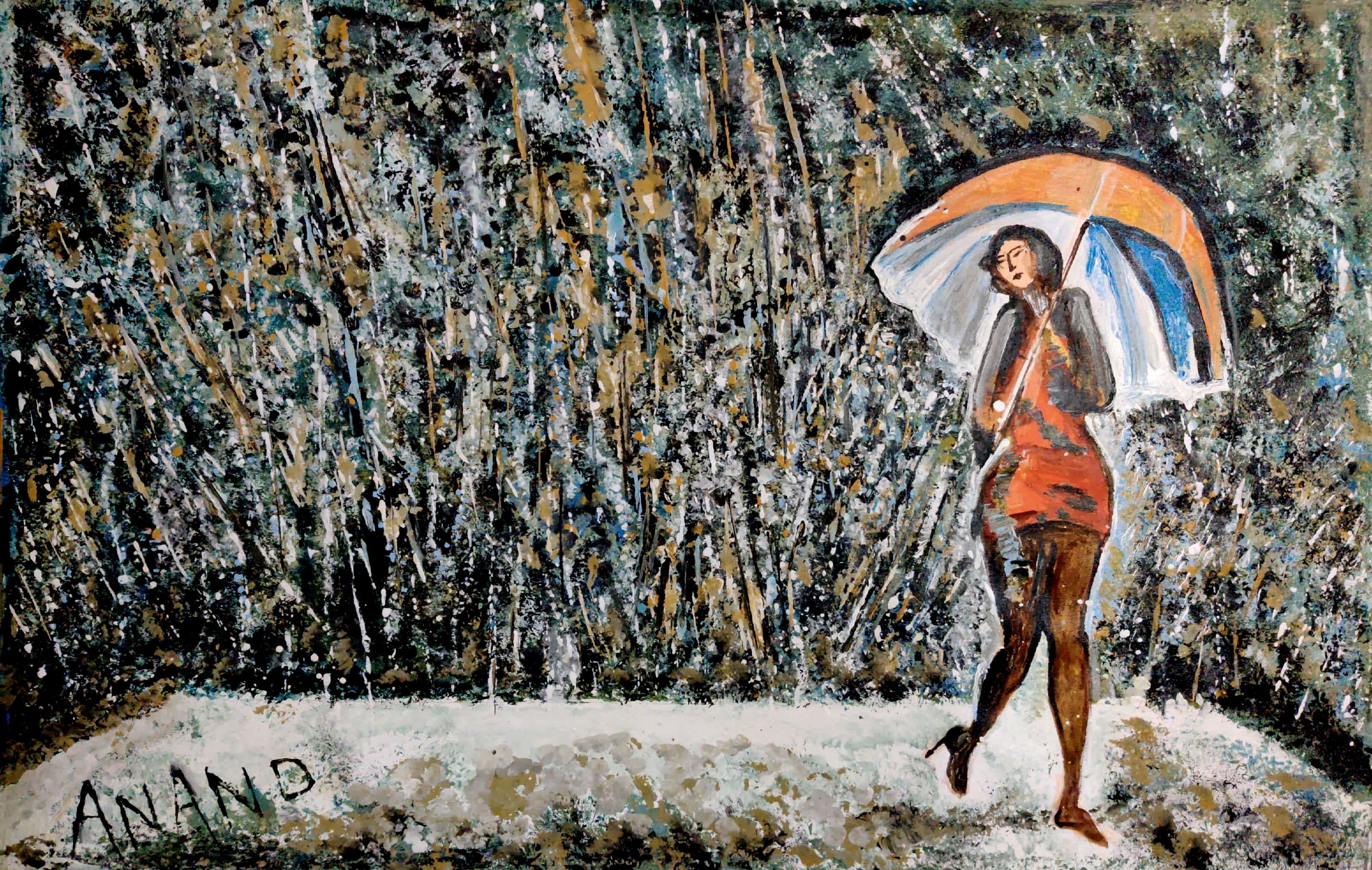 ▷ Tableau Femme avec Parapluie