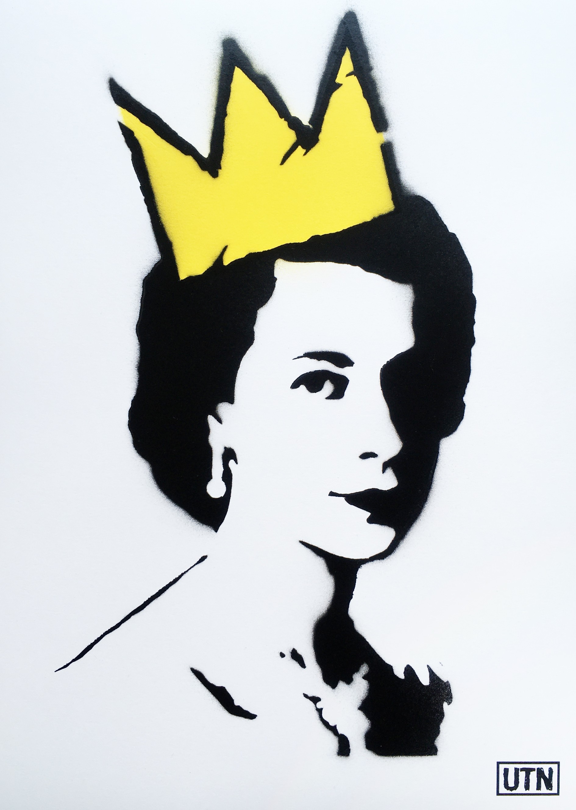 UTN, Queen Elisabeth with yellow Basquiat crown UTN, Queen Elisabeth with yellow Basquiat crown