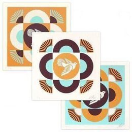 Dove Geometric Blue White Brown (Set of 3), Shepard Fairey (Obey)
