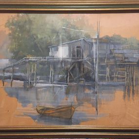 Peinture, Pirogue on the Mississippi (Published in Monograph), Franco Alessandrini