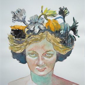 Buste de femme à la chevelure fleurie, Guillemette Schlumberger