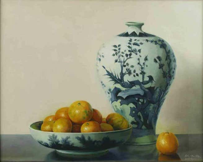 Zhang Wei Guang, Eggs and Oranges With Vase Zhang Wei Guang, Eggs and Oranges With Vase