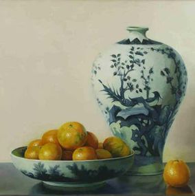 Peinture, Eggs and Oranges With Vase, Zhang Wei Guang