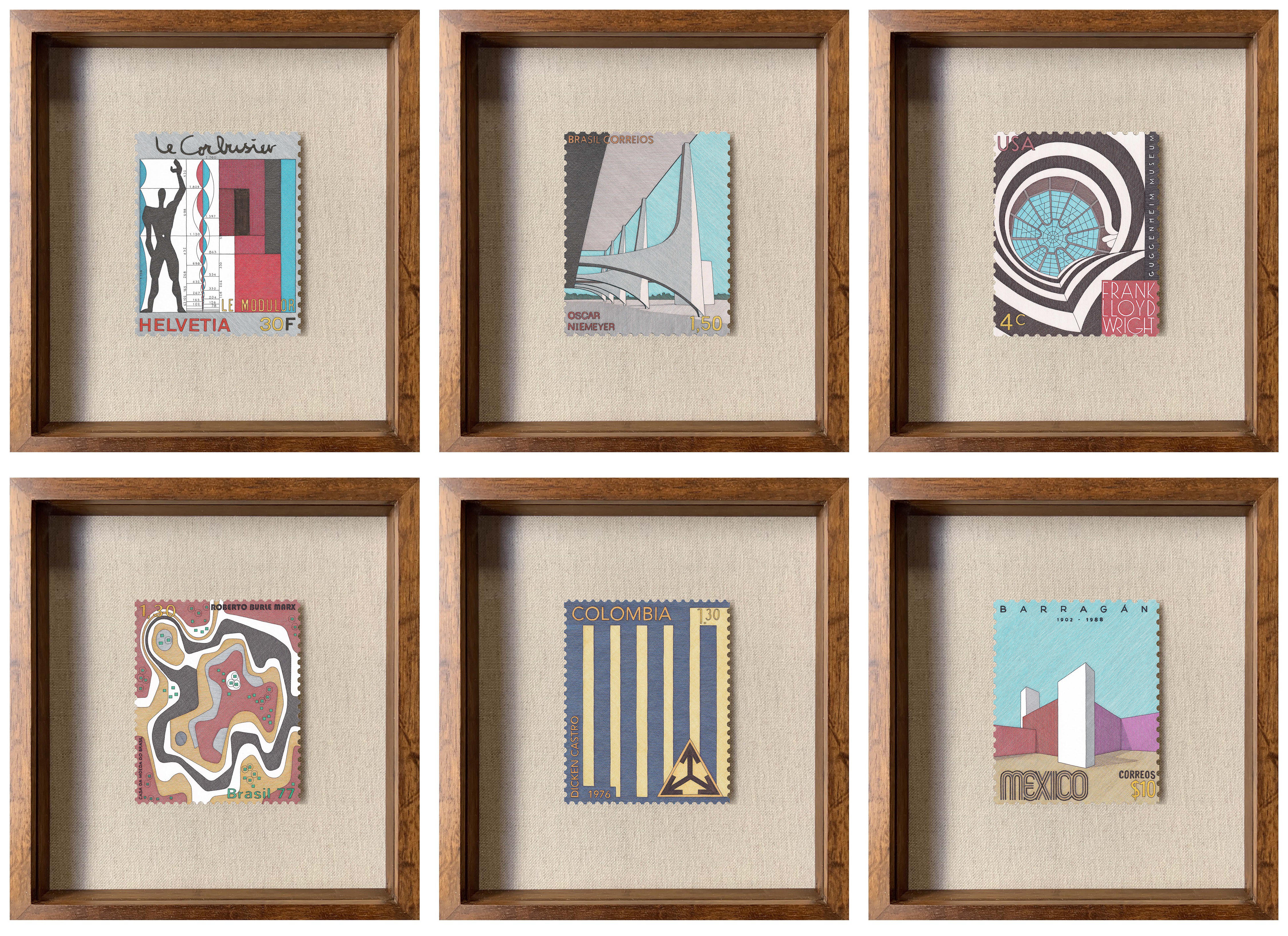 Rodrigo Spinel, Set of 6 drawings. From the series Artists & Architects Rodrigo Spinel, Set of 6 drawings. From the series Artists & Architects