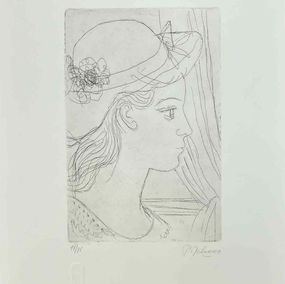 Print, Girl with Hat, Paul Delvaux