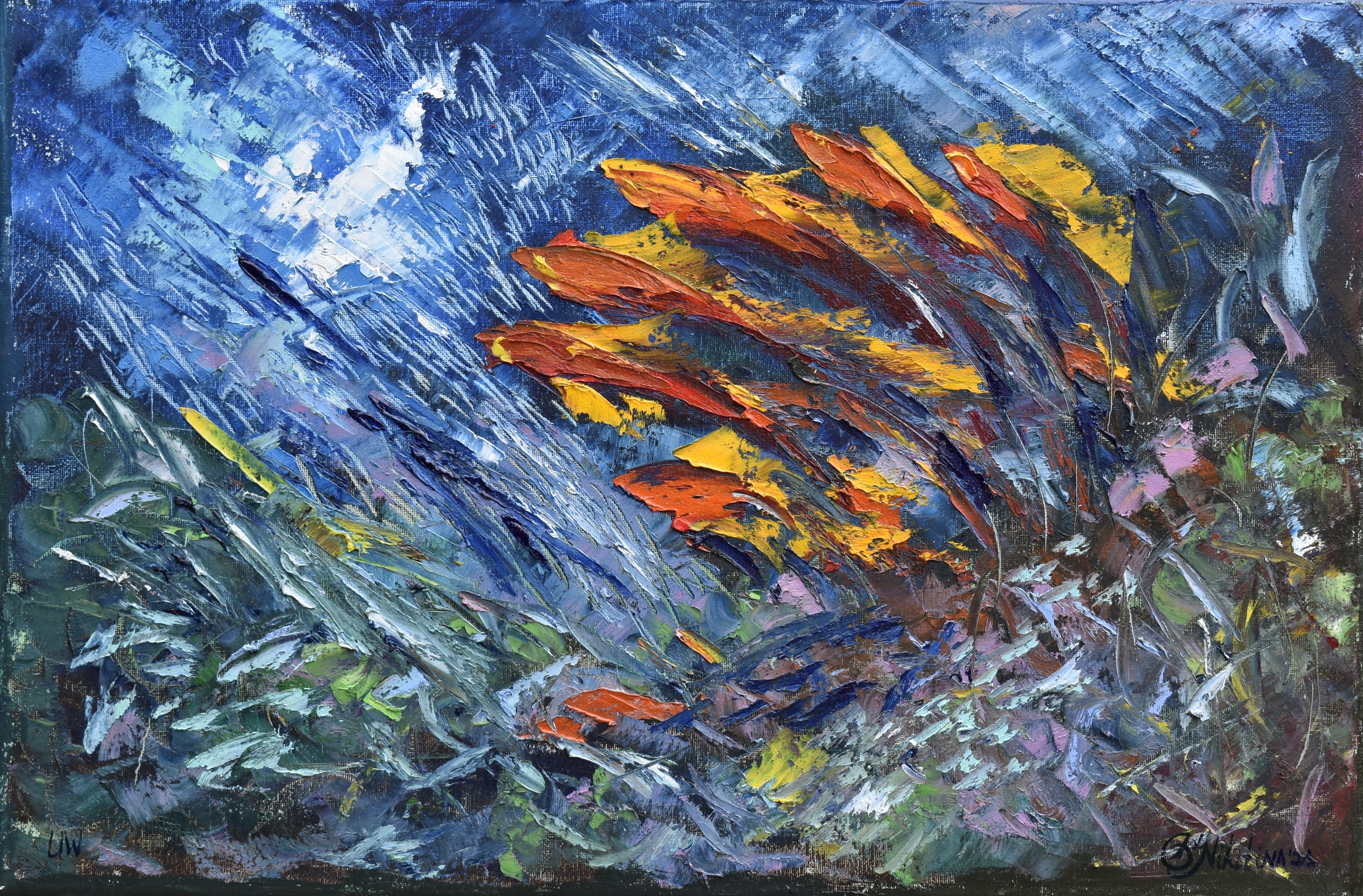 Olga Nikitina, Underwater Painting Red Expression was made underwater Olga Nikitina, Underwater Painting Red Expression was made underwater