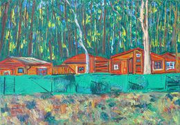 Gemälde, Holiday homes in the forest no.2, Karl-Karol Chrobok