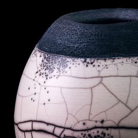 Denis Di Luca, Naked Raku vase black & white large Denis Di Luca, Naked Raku vase black & white large