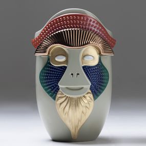 Elena Salmistraro, Primates - Brazza Vase - Sage Green & Red Elena Salmistraro, Primates - Brazza Vase - Sage Green & Red