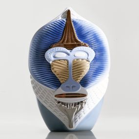Primates - Mandrillus Vase - Light Blue & White, Elena Salmistraro