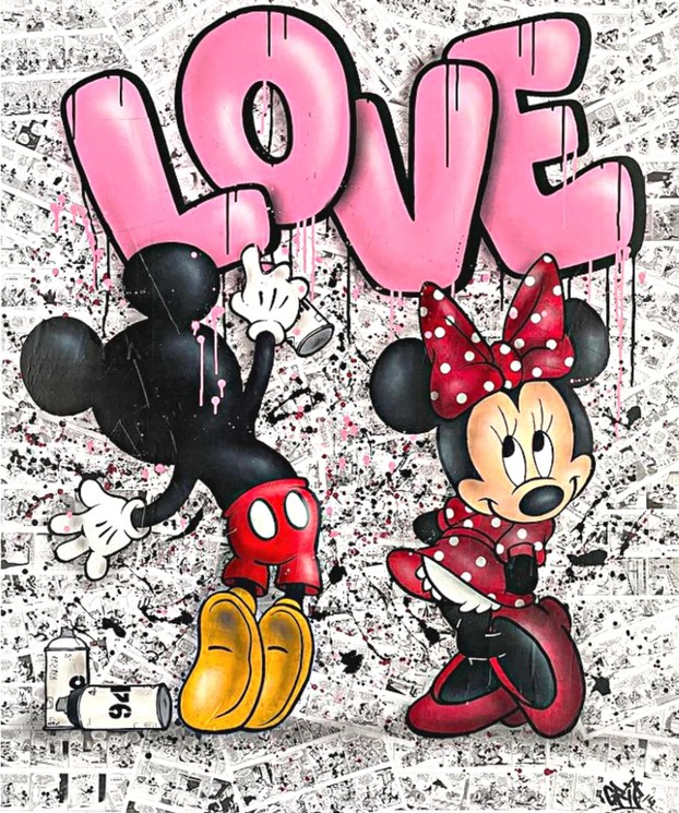 Tableau Street Art Mickey Minnie Love