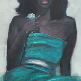 Peinture, The lady with a rose 5, Ajegbomogun Damilola