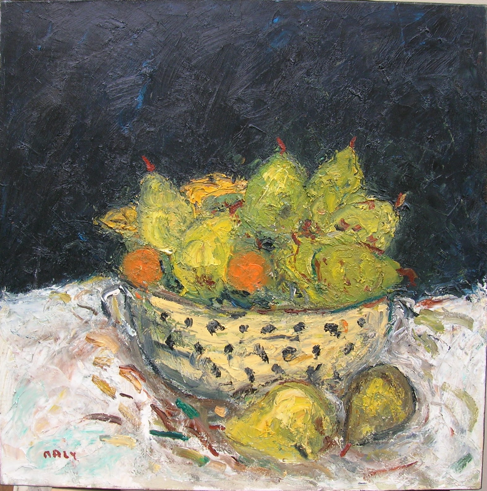 Michel Maly, Compotier sur fond sombre Michel Maly, Compotier sur fond sombre
