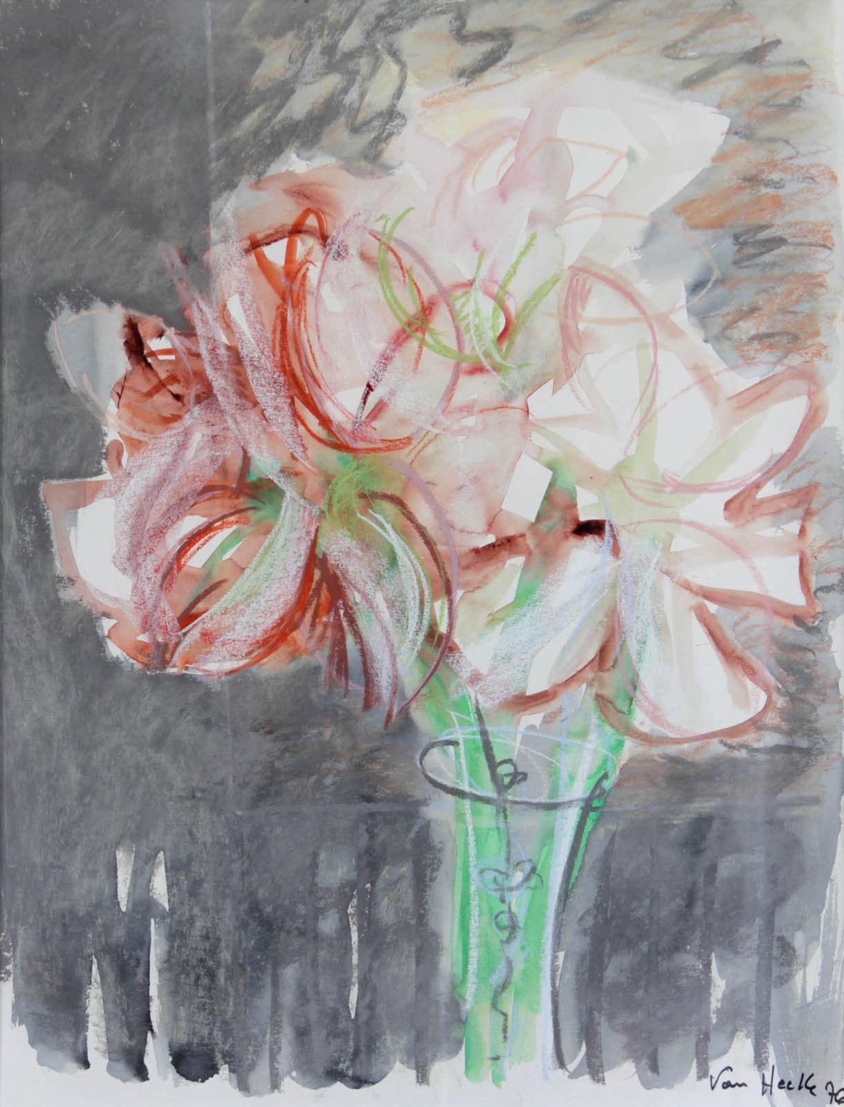 Arthur Van Hecke, Bouquet fond gris Arthur Van Hecke, Bouquet fond gris