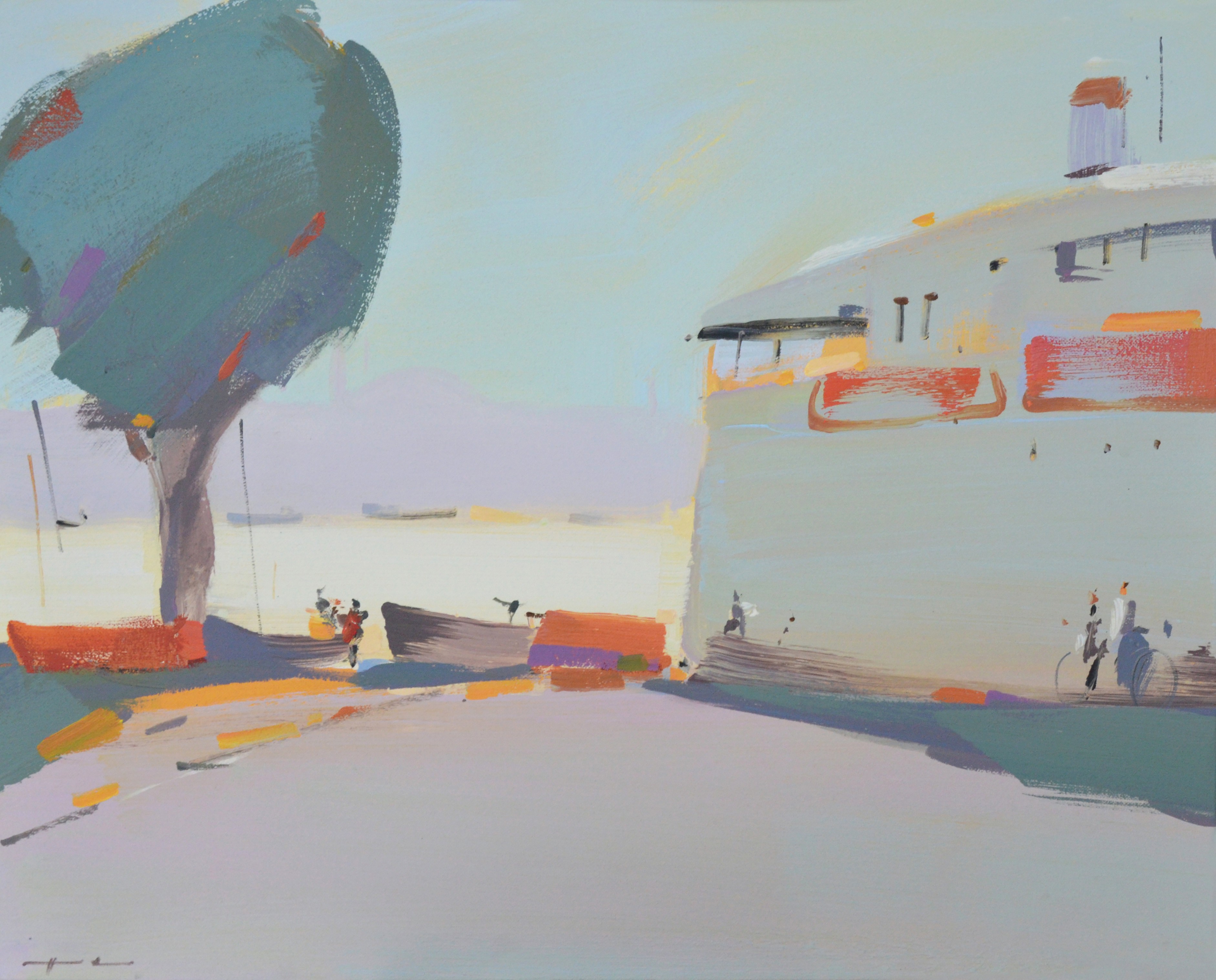 Alexei Lantsev, Bateau à Istanbul et pêcheurs. Matin Alexei Lantsev, Bateau à Istanbul et pêcheurs. Matin