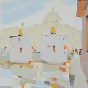 Gemälde, Bateaux à vapeur à l'embarcadère de Karakoy. Istanbul, Alexei Lantsev