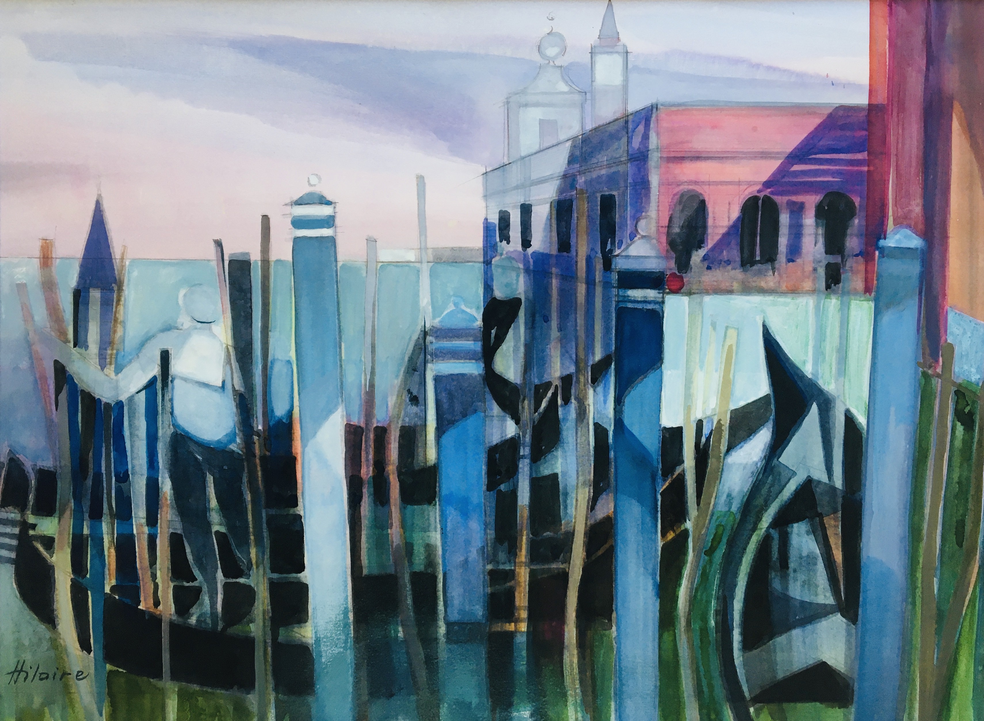 Camille Hilaire, Gondolier devant la Punta della Dogana, Venise Camille Hilaire, Gondolier devant la Punta della Dogana, Venise