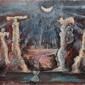 Vladimir Kolosov, Landscape with totems and mysterious light from the haired moon Vladimir Kolosov, Landscape with totems and mysterious light from the haired moon