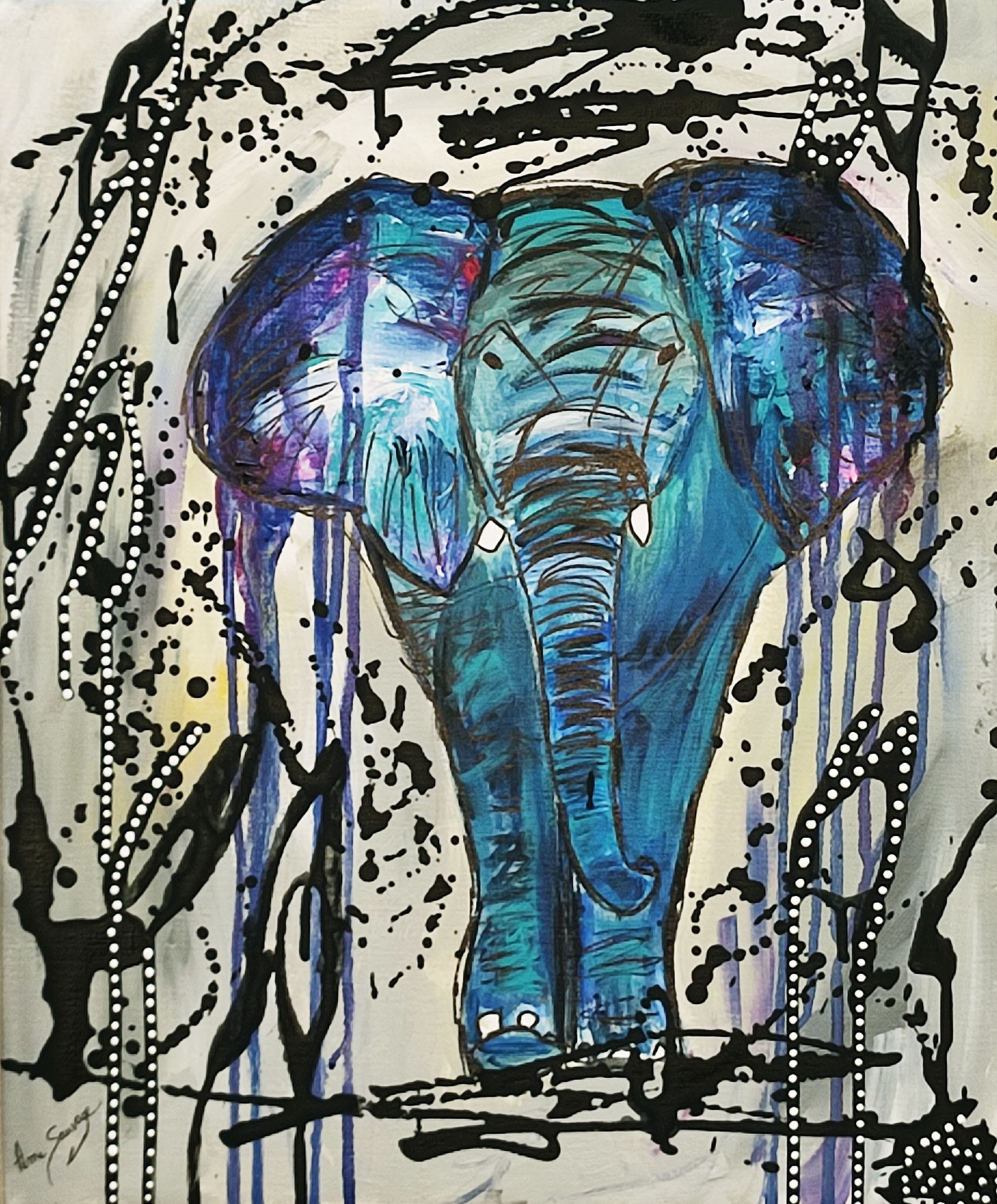 Technique de peinture au pinceau - Mam's Elephant !