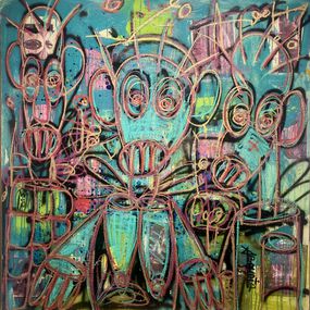 Painting, Untitled, turquoise, Aboudia