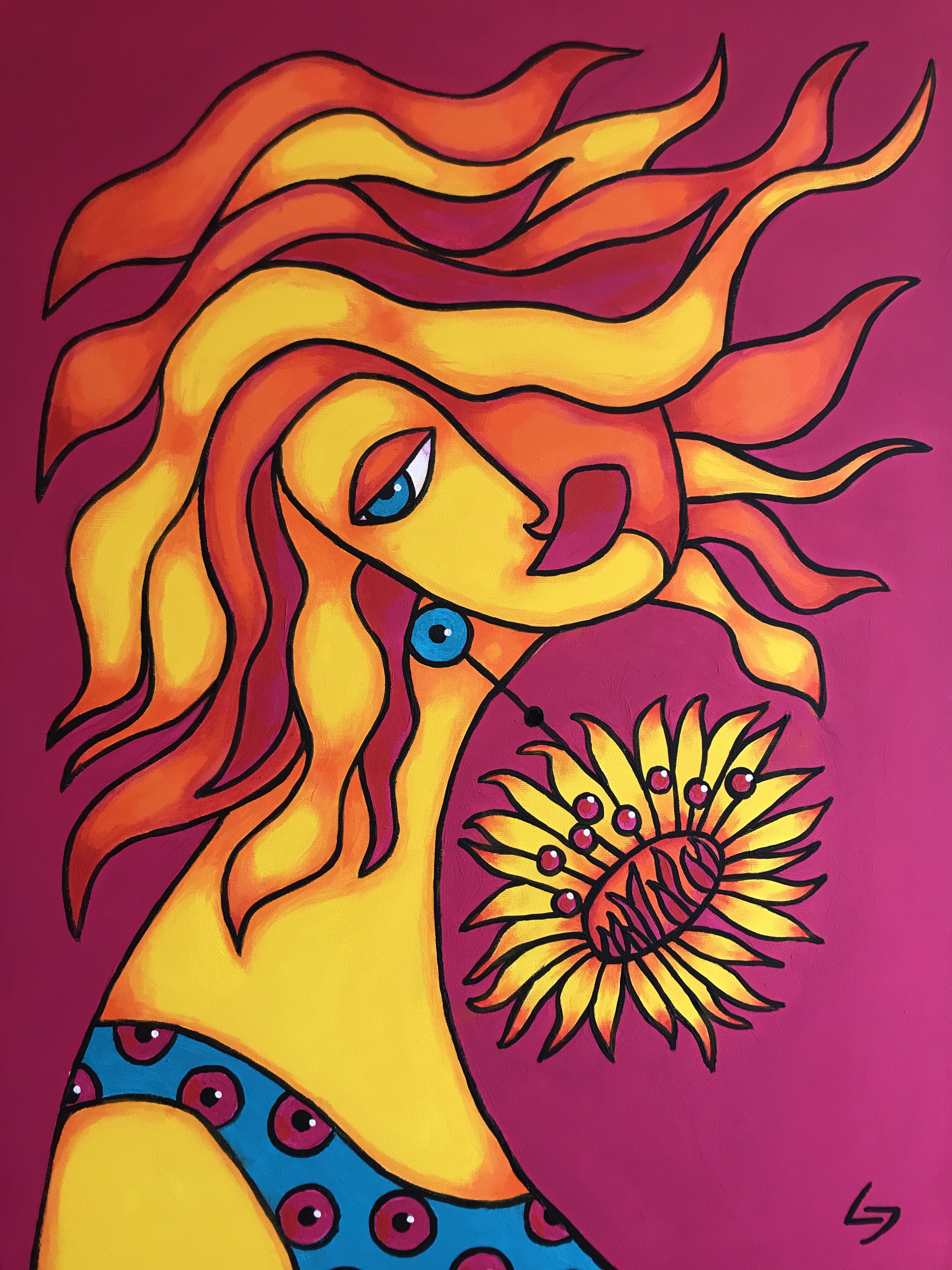 Ljubow Jung, Woman and flower. Gazania Ljubow Jung, Woman and flower. Gazania