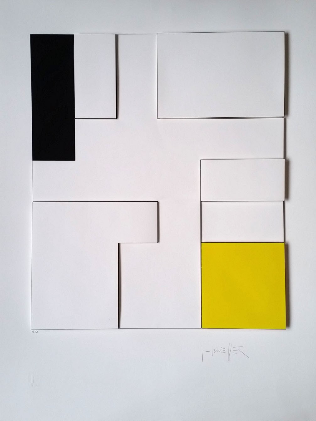 Gottfried Honegger, Composition géométrique 3D (jaune, noir) Gottfried Honegger, Composition géométrique 3D (jaune, noir)