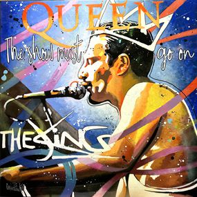 Painting, Freddie Mercury, blue version, Patrick Cornée