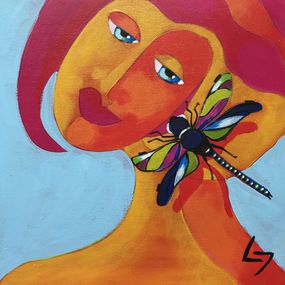Gemälde, Red maiden. Dragonfly. 1, Ljubow Jung