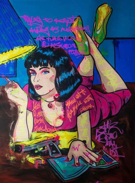 Excel Landbrug midt i intetsteds ▷ Pulp Fiction Mia Wallace cover by Carlos Pun Art, 2022 | Painting |  Artsper (1750485)