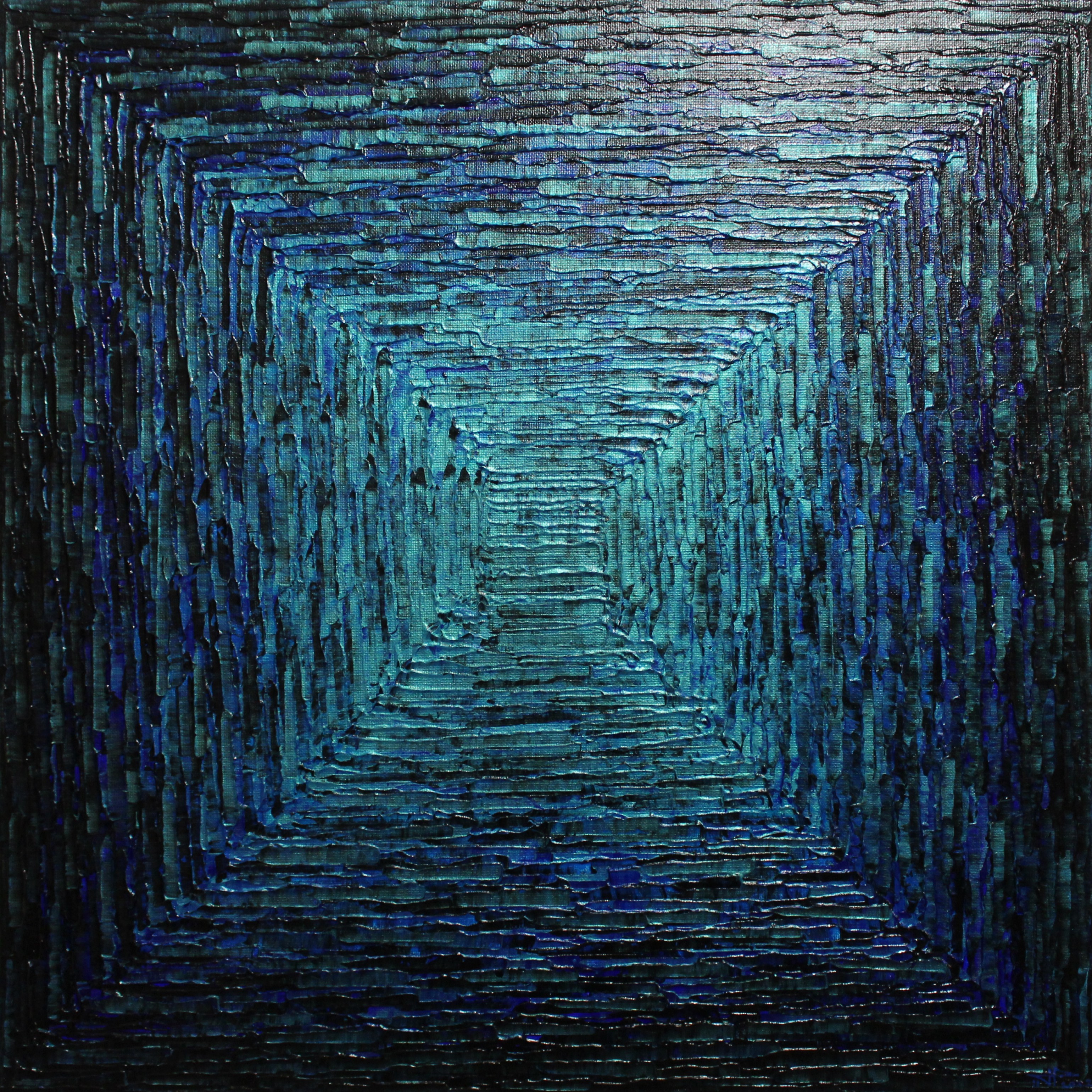 Jonathan Pradillon, Dégradé carré bleu irisé Jonathan Pradillon, Dégradé carré bleu irisé