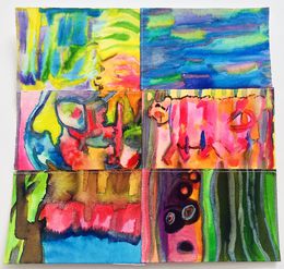 Down by the River, Watercolor Collage Art on Paper, a.muse