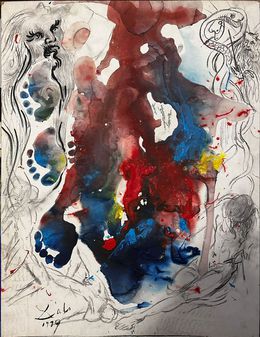 “Untitled” (colorful feet and figures), Salvador Dali