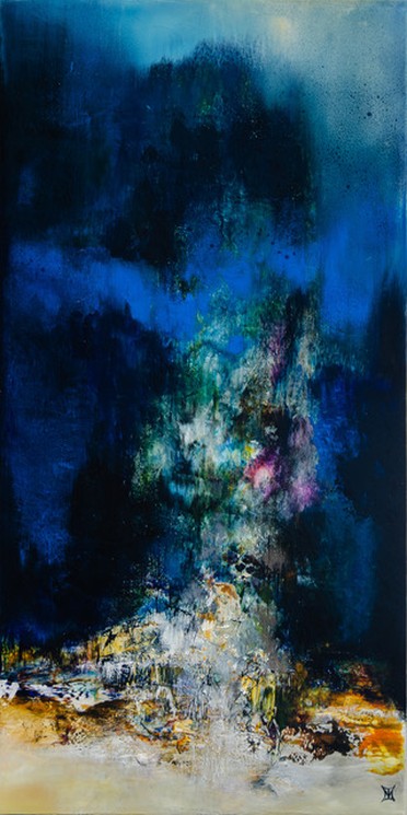 Tableau original bleu en peinture acrylique Abysse