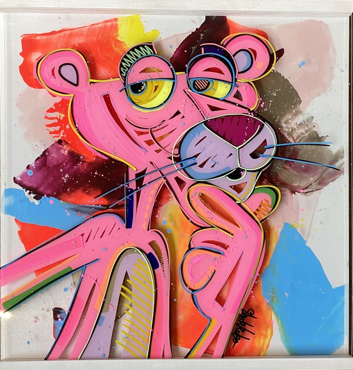 Hand Painted ORIGINAL Painting Pink Panther Pop Art 
