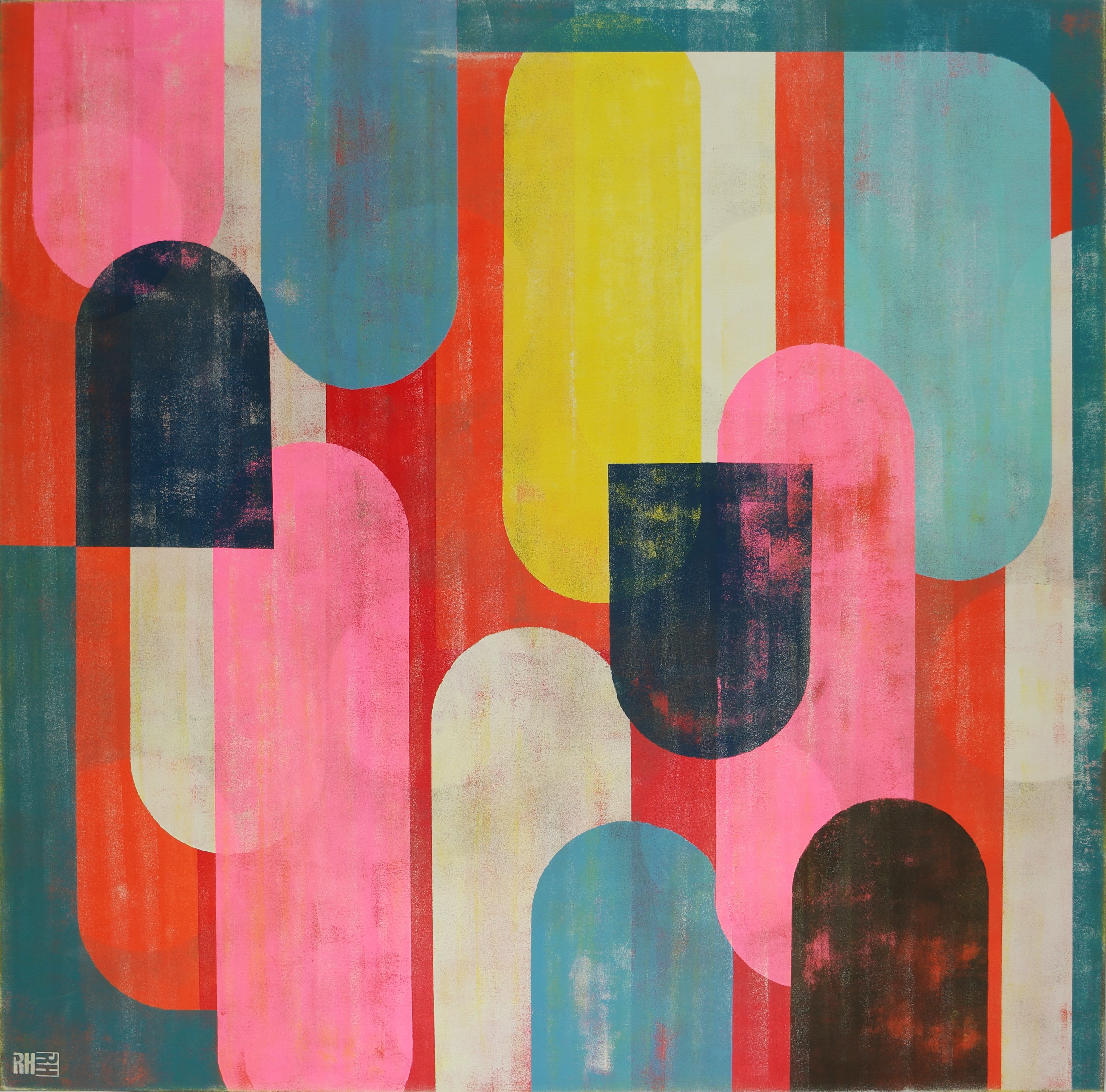 Ronald Hunter, Traffic Full Color Pink XL Square Ronald Hunter, Traffic Full Color Pink XL Square